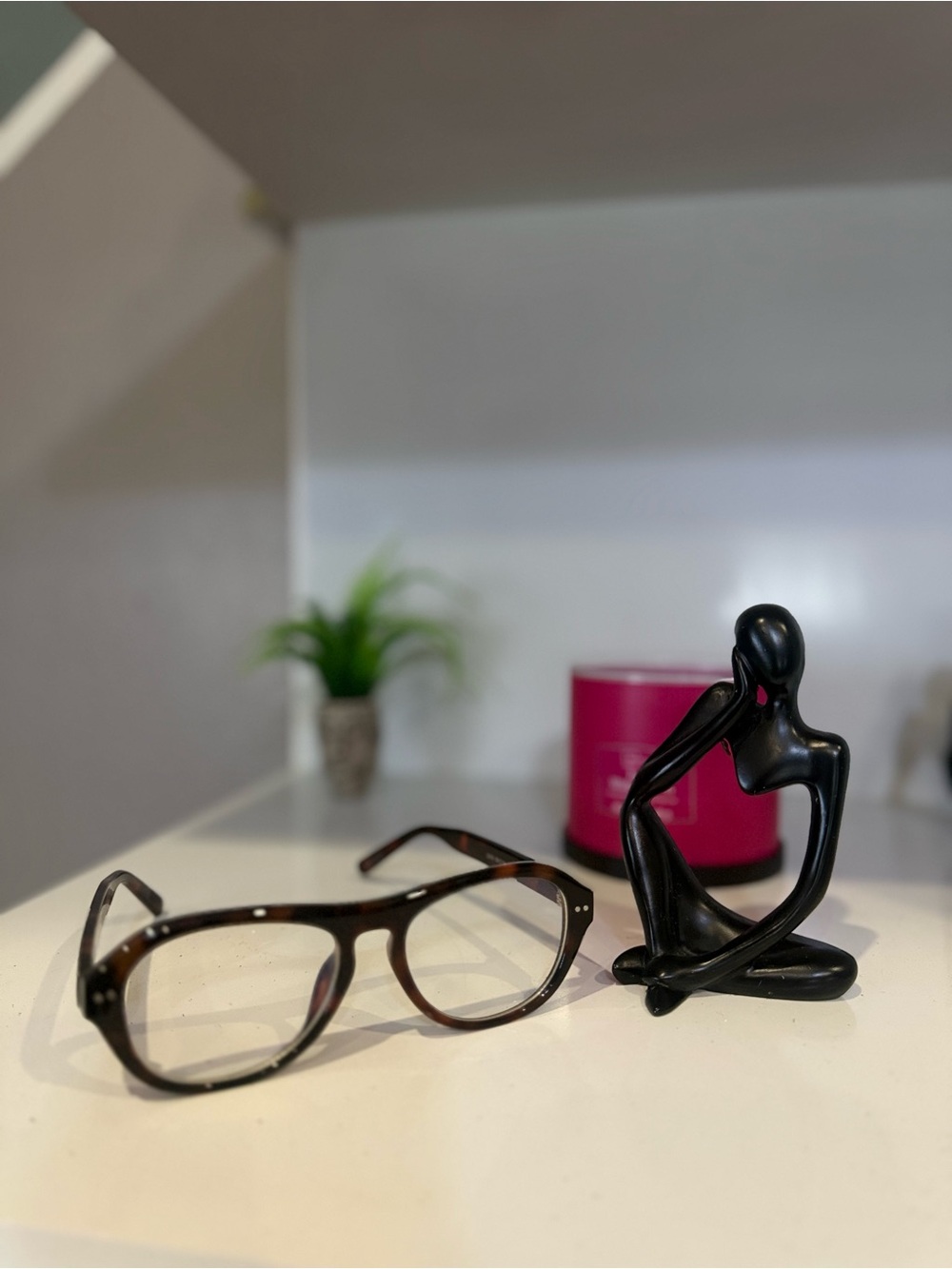 Black Abstract Sitting Sculpture - Modern Home Accent